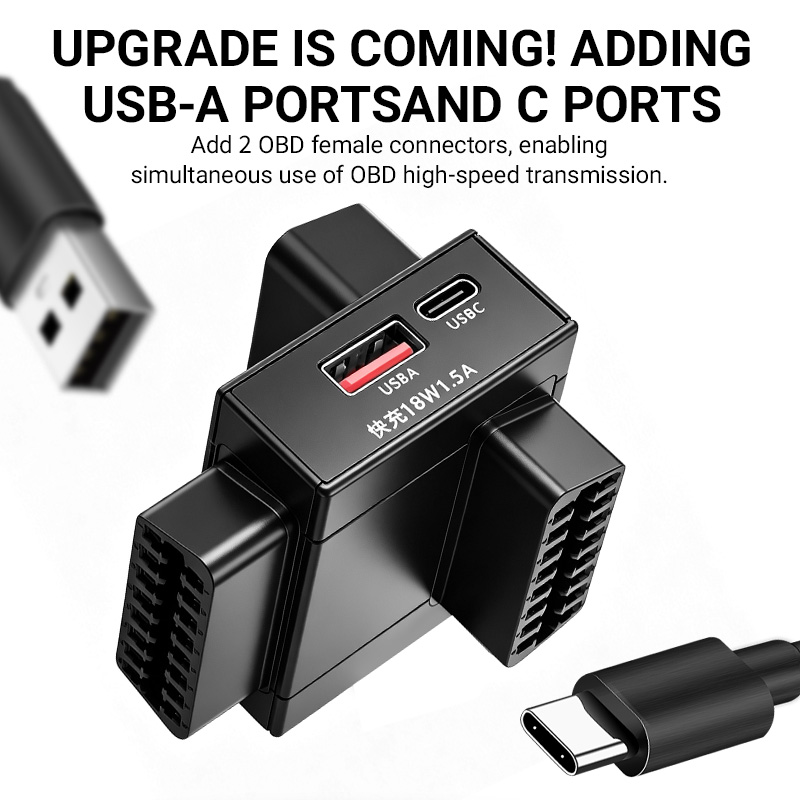 OBD2 Splitter Adapter 1 To 2 w - Usb C Cable ulasan dan harga